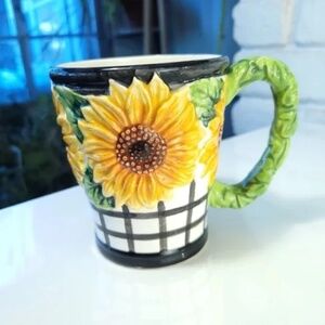 RARE Fitz & Floyd Sunflower Basket weave Cup 1992